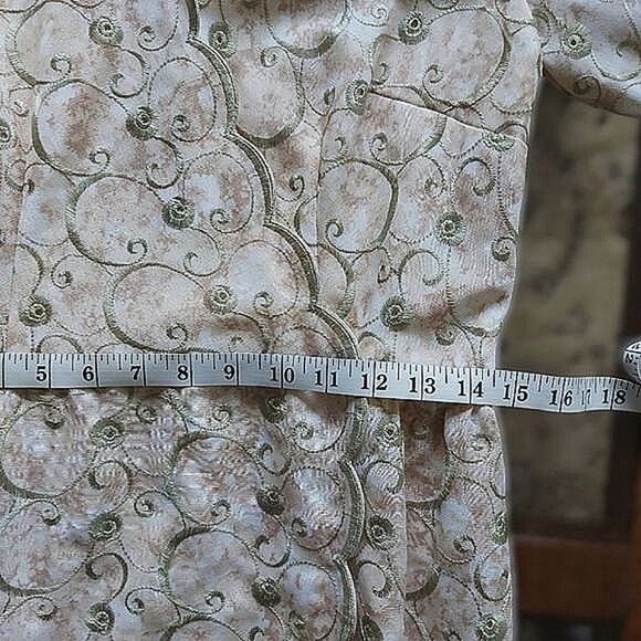 Vtg 70s tailor-made brocade formal V-neck faux wrap gown - Picture 10 of 14